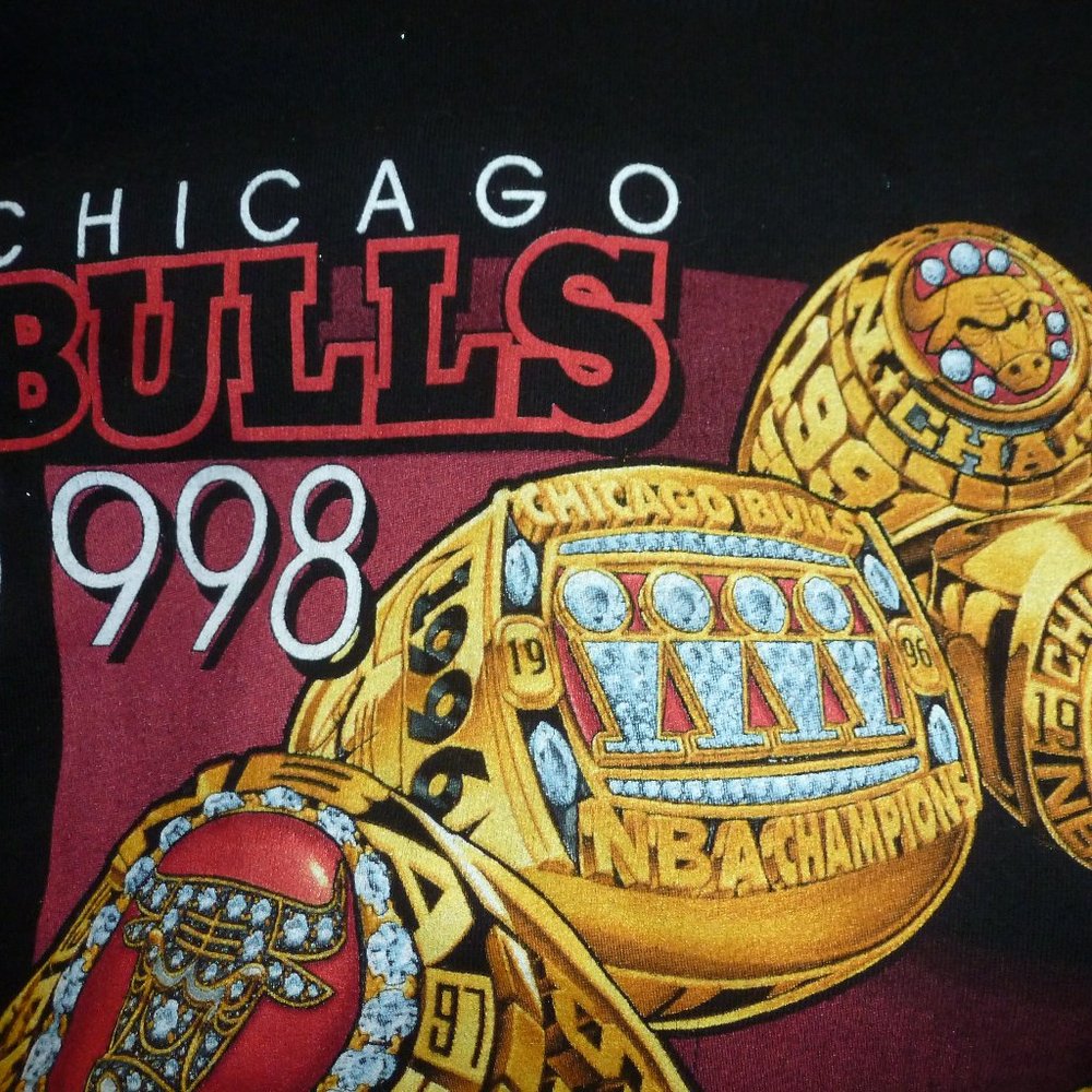 1998 CHI BULLS 6 time champion t-shirt Chicago Vintage Michael Jordan Sz M - Picture 6 of 11